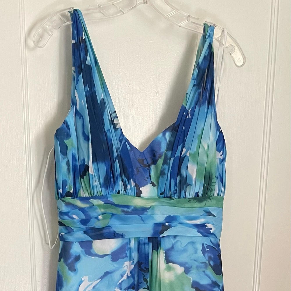 Liz Fields lovely floral and green formal maxi dress